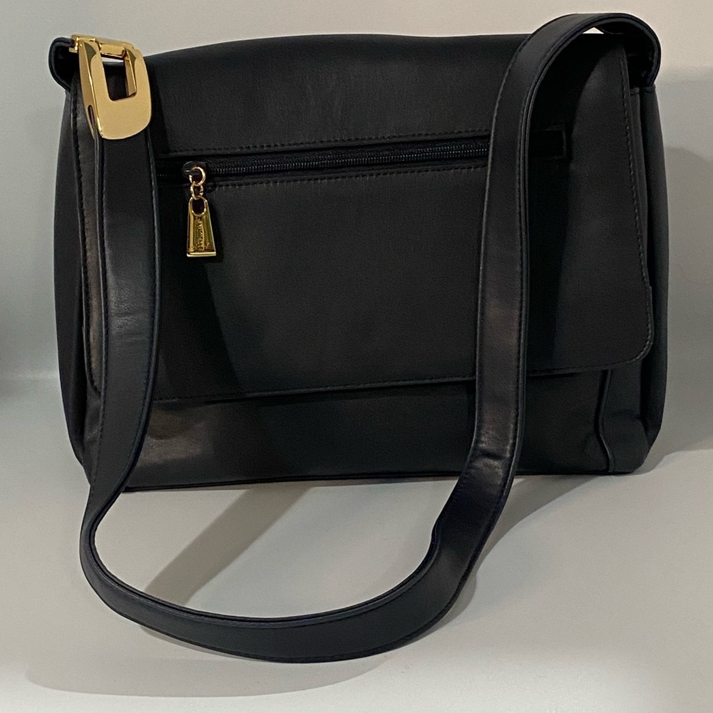 Aurielle Black Shoulder Bag with Gold Accents